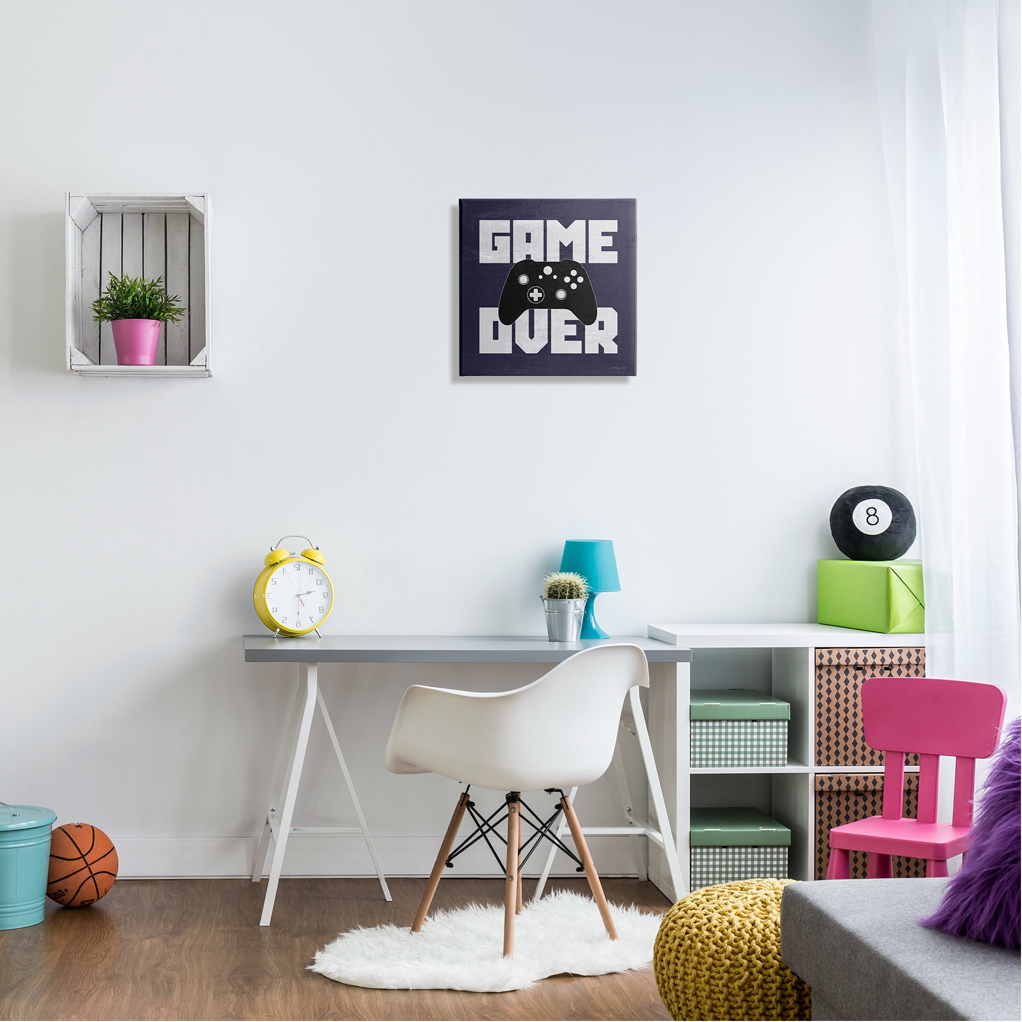 Stupell Game Over Blue Controller Phrase Beauty & Fashion Painting Gallery Wrapped Canvas Print Wall Art