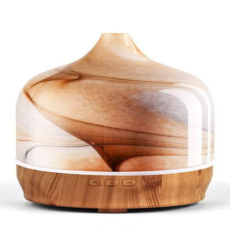 Porseme 500ml Desert Glass Essential Oil Diffuser Aromatherapy Ultrasonic Cool Mist Humidifier 15-21 Running Hours Waterless Auto-Off Air Diffusers for Sleeping,Yoga,Office Working,Spa and Rest