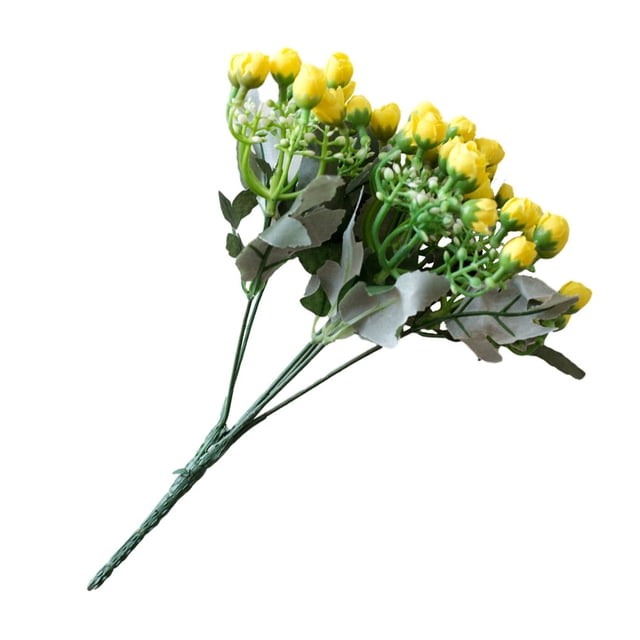 facefd 2pcs Artificial Rose Bouquet Simulation Floral Decor Home Office Plastic artificial Rose Flower, Light Yellow