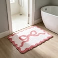 thumbnail image 6 of JHyouerji Bow Print Faux Wool Bath Mat 16x24 Inch,Pink Water Absorbent Non Slip Soft Entryway Shower Rug for Bathroom Home Floor Decor, 6 of 7
