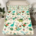 thumbnail image 2 of Castle Fairy Green Dinosaur 4 Pieces Queen Sheet Sets for Children,Merry Christmas Ultra Soft Flat Sheet,Kawaii Animal Queen Fitted Sheet,Microfiber Children Bedroom Decor, 2 of 7
