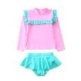 thumbnail image 1 of HAWEE Little Girls Two Pieces Rash Guard Swimsuit Set Long Sleeve Print Bikini Bathing Suit UPF50+ Beach Swimwear, 1 of 2