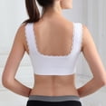 thumbnail image 5 of Grofry Solid Color Women Lace Trim Seamless Padded Wire Free Bra Crop Top Underwear Black M, 5 of 6