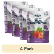 (4 pack) Augason Farms Freeze Dried Sliced Strawberries Pouch - Gluten Free Snack for Baking, Smoothies, and Emergency Storage - Healthy Individual Fruit Snacks – 1.4 Ounces (4 Servings)