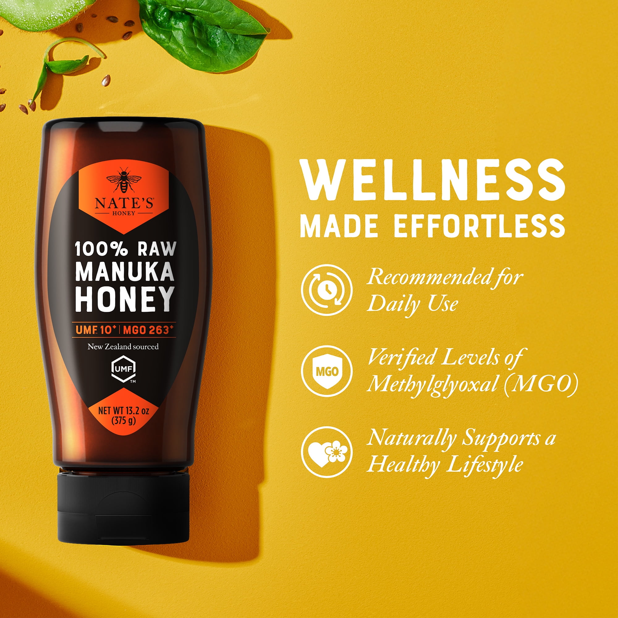Nate's New Zealand Manuka Honey: Raw, UMF 10+, and MGO 263+ - 13.2 oz Gluten-Free Honey