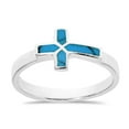 thumbnail image 2 of Sideways Cross Turquoise Inlay Sterling Silver Ring-9, 2 of 7