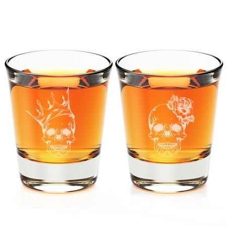 - Skull King and Skull Queen Engraved Fluted Shot Glass