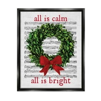 Stupell Industries All Is Calm Christmas Song Graphic Art Jet Black Floating Framed Canvas Print Wall Art, Design by Lettered and Lined