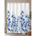 thumbnail image 4 of Shower Curtains Watercolor Leaves Plant Bath Curtain Blue Leaf Waterproof Bathroom Shower Curtain Set with Hooks Decoration 72 x 72 Inches, 4 of 7