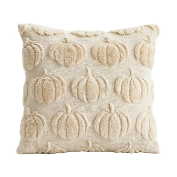 3D Pumpkin Plush Throw Pillow, Soft Fuzzy Cushion Cover or Full Pillow 45x45cm, for Sofa Bed Office Chair Autumn Halloween Thanksgiving Home Decor