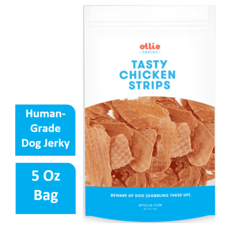 Ollie Pets Grain Free Tasty Chicken Strips Jerky Dog Treat, 5
