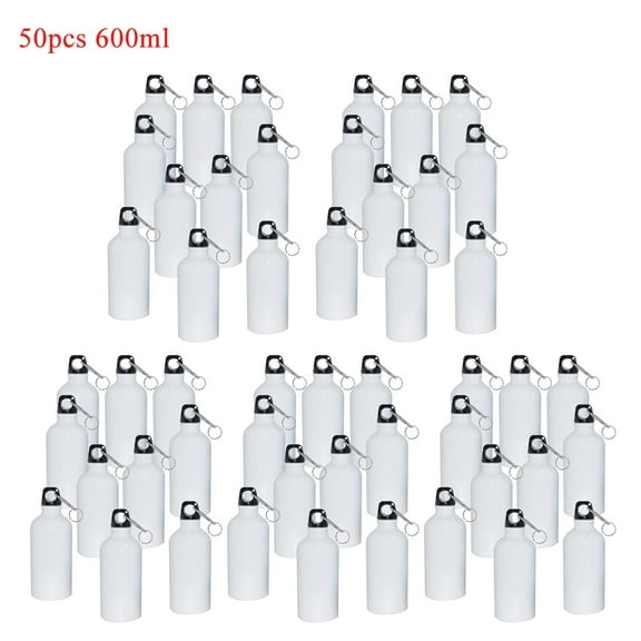 PreAsion 50pcs 600ml Water Bottle with Safe Lock Aluminium White