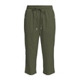 thumbnail image 5 of iHPH7 Women's Gym Workout Capris with Zipper Pockets Quick Dry Athletic Cropped Pants Stretchy Lightweight Running Yoga Trousers Hiking Activewear Army Green M, 5 of 7