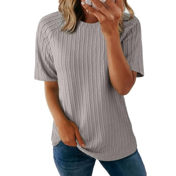 Top Dokotoo Summer Manga Corta para Mujer Gris Talla S