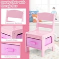 thumbnail image 5 of Olakids Kids Table and Chair Set, 3 in 1 Wood Children Desk Set with Removable Blackboard, Storage Drawer, Toddlers Activity Table Furniture for Art Crafts Drawing Reading Playroom (Pink), 5 of 17