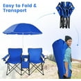 thumbnail image 6 of MAT EXPERT Folding Double Camp Chair w/Removable Umbrella, Portable Picnic Chair w/Mini Table, Chair Set w/Beverage Holder, Portable Loveseat Camp Chairs for Beach/Backyard/Poolside/Park, 6 of 18