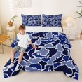 thumbnail image 2 of Feelyou Blue Camo Ocean Marine Life Silhouette Queen Comforter Set for Boys Girls, Dolphin Shark Seal Bedding Comforter Set, Navy, Blue Reversible, 3 Pieces, 2 of 6