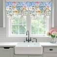 thumbnail image 5 of Spring Flowers Tie Up Curtain 45 Inches Long, Watercolor Blue Pink Yellow Hydrangeas Floral Leaf Wood Grain Balloon Style Kitchen Window Curtain Over Sink, Small Window Rod Pocket Curtain 42"x45", 5 of 9