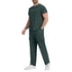 thumbnail image 1 of Ceisia Men's Solid Color Medical Scrubs Set V-Neck Short Sleeve Top Multi-Pocket Cargo Pants for Healthcare Workers Army Green L Gifts, 1 of 8
