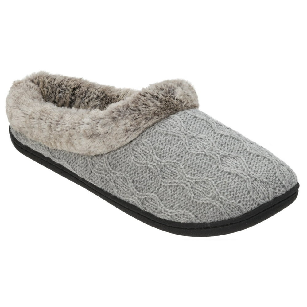 Dearfoams Women's Dearfoams Knit Clog Memory Foam Slipper (XLarge (1112), Light Heather Grey