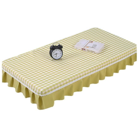 

Rectangular Tablecloth Plaid Hemming Tablecloth With Skirts Washable Elegant Polyester Table Cover For Living Room Balcony Restaurant Party Picnic Festival-Green A-60x120cm