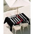 thumbnail image 3 of 60x102 Inch Outdoor Tablecloth with Umbrella Hole Zipper Rectangle Black American Flag Rectangular Tablecloths Outside Waterproof Vintage Red Hockey Star Strip Flag Patio Table Cover for Picnic Party, 3 of 8
