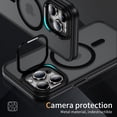 thumbnail image 4 of Translucent Magnetic Case for iPhone 16 with Kickstand, Compatible with Magsafe, Built-in Camera Stash Stand, Military Drop Protection Skin Feeling Phone Cover for iPhone 16, Black, 4 of 8