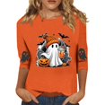 thumbnail image 3 of Trgacdwlo Halloween 3/4 Length Sleeve Womens Tops Cat Pumpkin Print Womens Crew Neck Shirts Spooky Season Fall Pullover Tops XL, 3 of 7