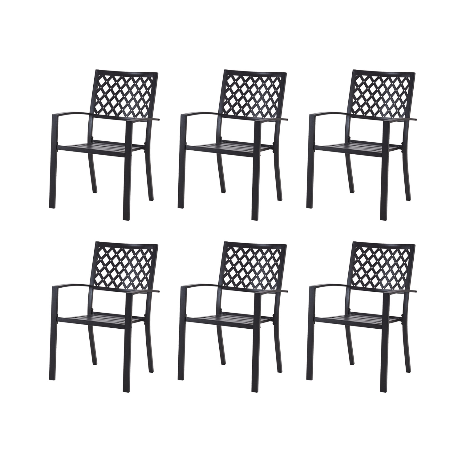 Vicllax Outdoor Metal Bistro Patio Stackable Dining Chairs Set of 2 Black Patio Dining Chairs Chairs