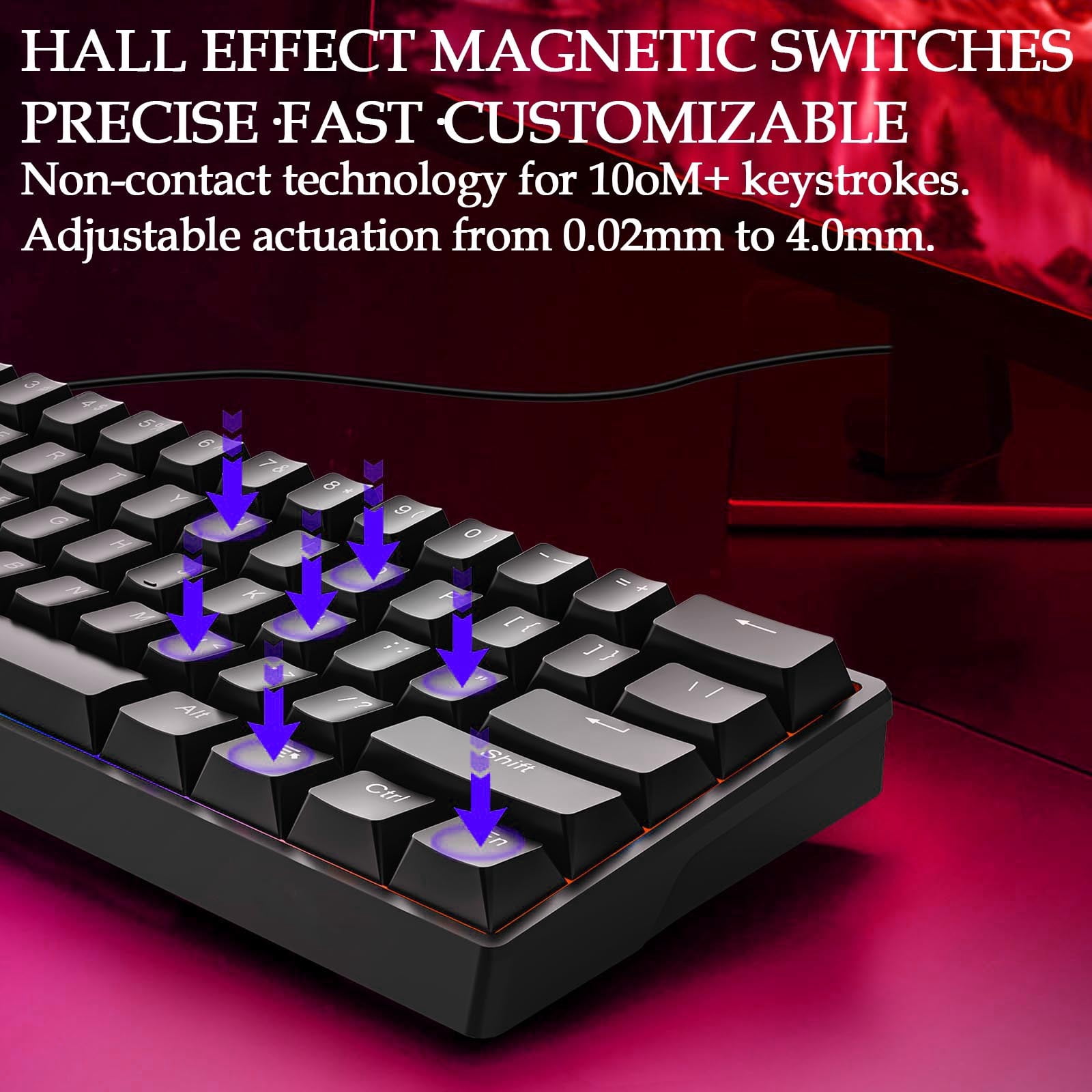 Mechanical Keyboard Magnetic Switch Side Printed Keycaps, RGB Backlit Wired Gaming Keyboard for PC Laptop, Esports Keyboard with Rapid Trigger