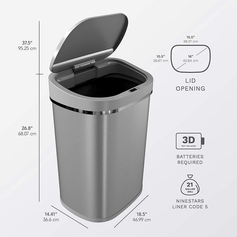 Ninestars 21.1 Gallon Stainless Steel Motion Sensor Trash Can