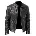 thumbnail image 1 of YUEHAO Abrigos de invierno para hombre, chaqueta vintage de cuero de manga larga con cuello alto para otoño e invierno, chaquetas de cuero para hombre, 1 of 6