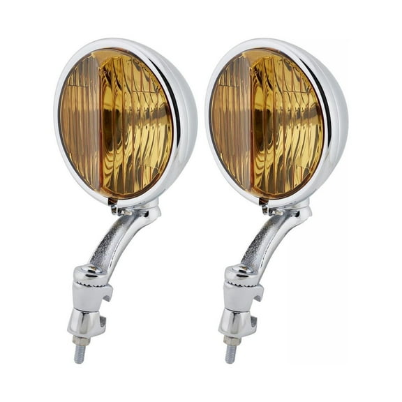 1939 Chevy Passenger Car Fog Lamps with Bracket, Amber, Pair