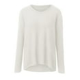 thumbnail image 4 of Duoif Sweaters for Women Trendy Ladies Round Neck Long Sleeve Pullover Top Solid Color Fashion Casual Bottoming Shirt Knit Sweater Women's Sweaters Womens Tops White XL, 4 of 4