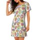 thumbnail image 2 of Disketp Glazed Donuts para Camisón Corto de Manga Corta para Mujeres, Camisón Cómodo con Escote Redondo, Bonito y Confortable, 2 of 6