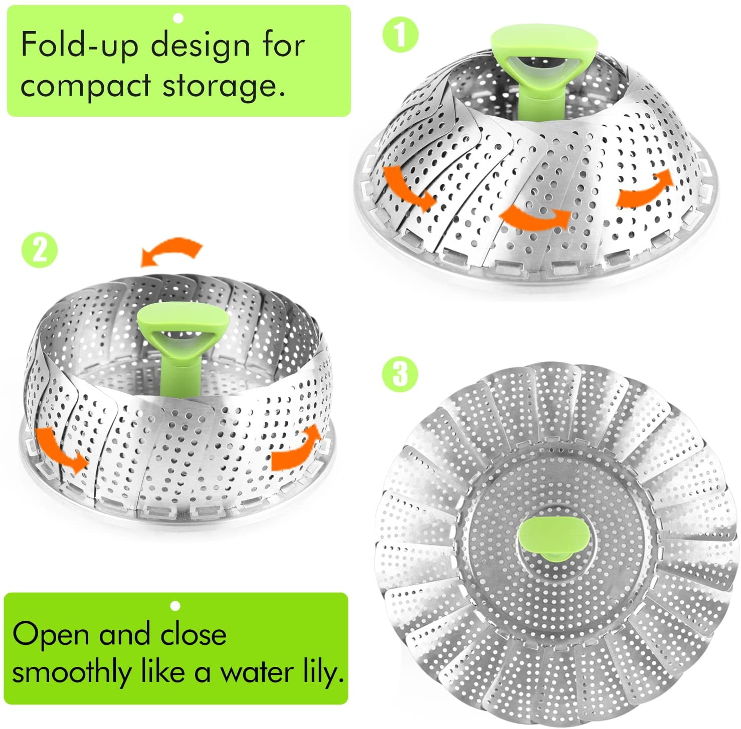 Stainless Steel Lotus Steamer Tray Folding Variety Steamer Rack  Multi-Function Food Eggs Fish Vegetable Fruit Steaming Tray