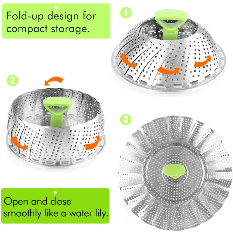 FOFAYU Vegetable Steamer Basket for Cooking, Stainless Steel Veggie Fish  Food Steamer Basket, Folding Expandable Steamers to Fit Various Size Pot -  Yahoo Shopping