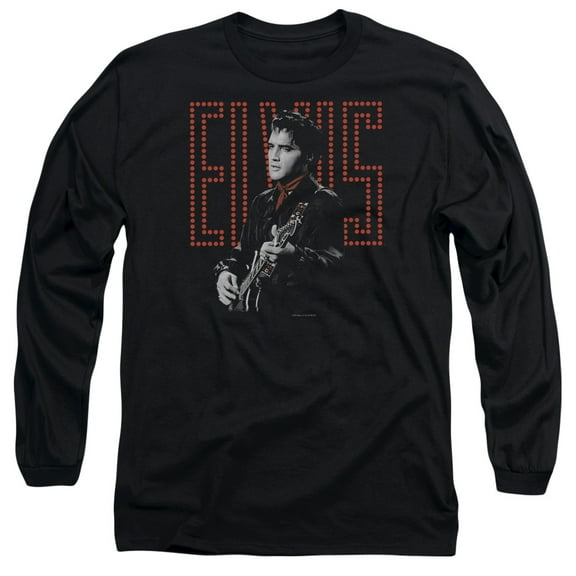 Trevco ELV416-AL-2 Elvis Presley & Red Guitarman Adult 18-1 Long Sleeve T-Shirt, Black - Medium