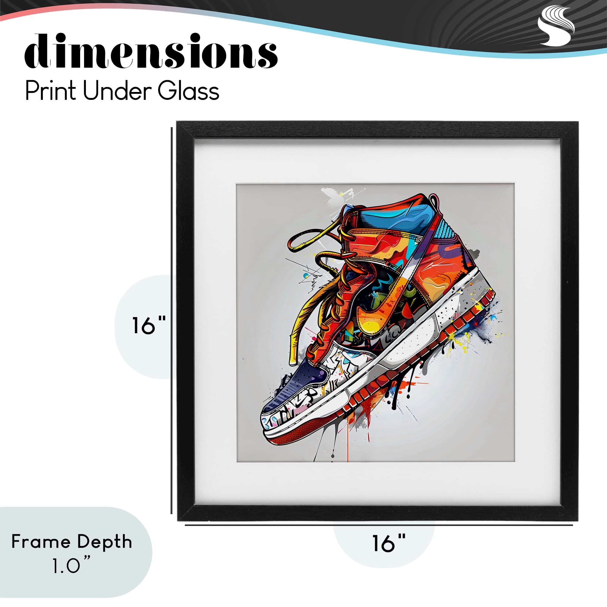 Stupell Industries Graffiti Sneaker with Laces Black Framed Print Under Glass, design by Creative Studio