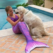 Fin Fun Mermaidens - Mermaid Swimming Tail with Monofin for Kids, Kids 8 Size, Asian Magenta, 2 Pcs