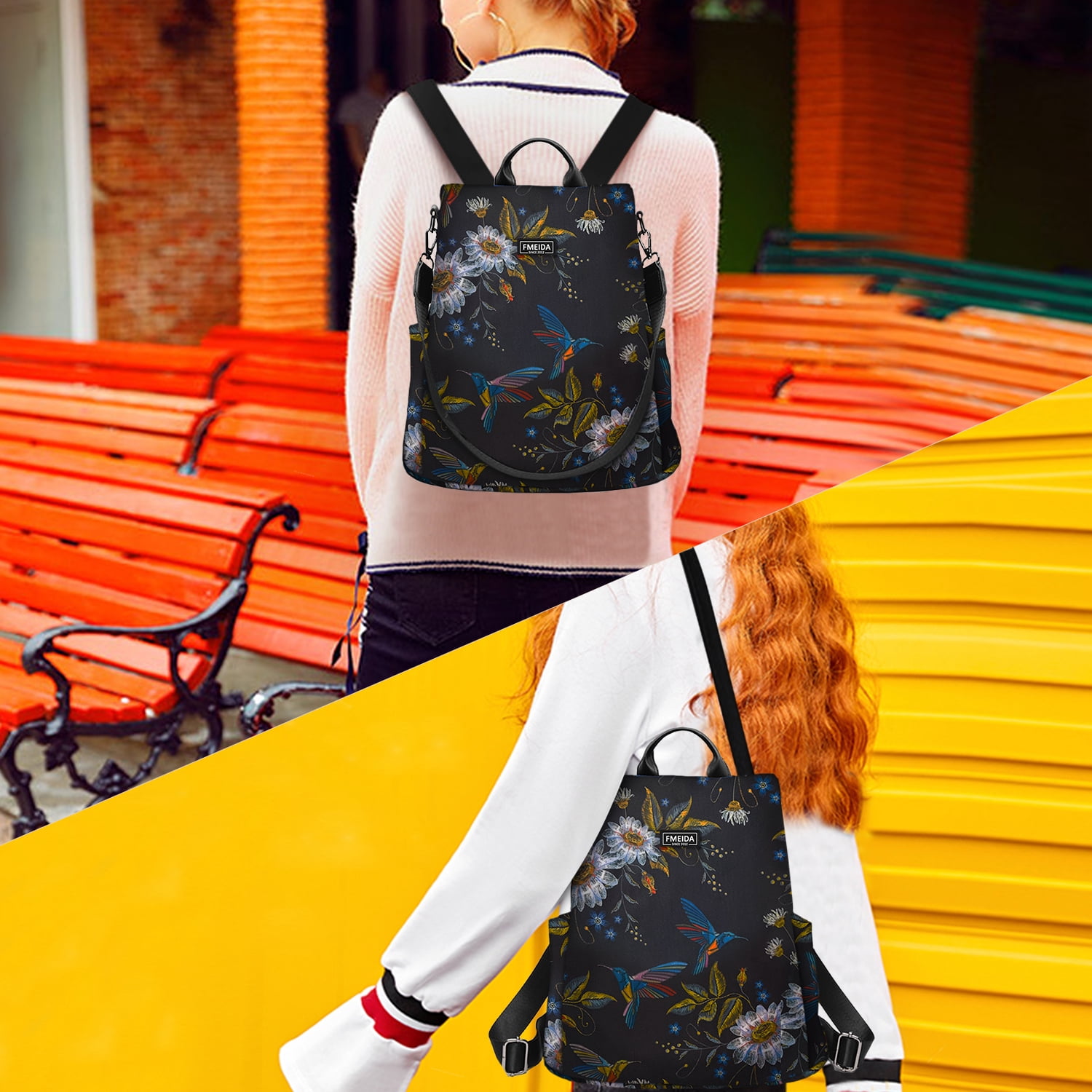 Fmeida Backpack Purse for Women Anti Theft Travel Bag Convertible Fashion Backpack Casual Shoulder Bag