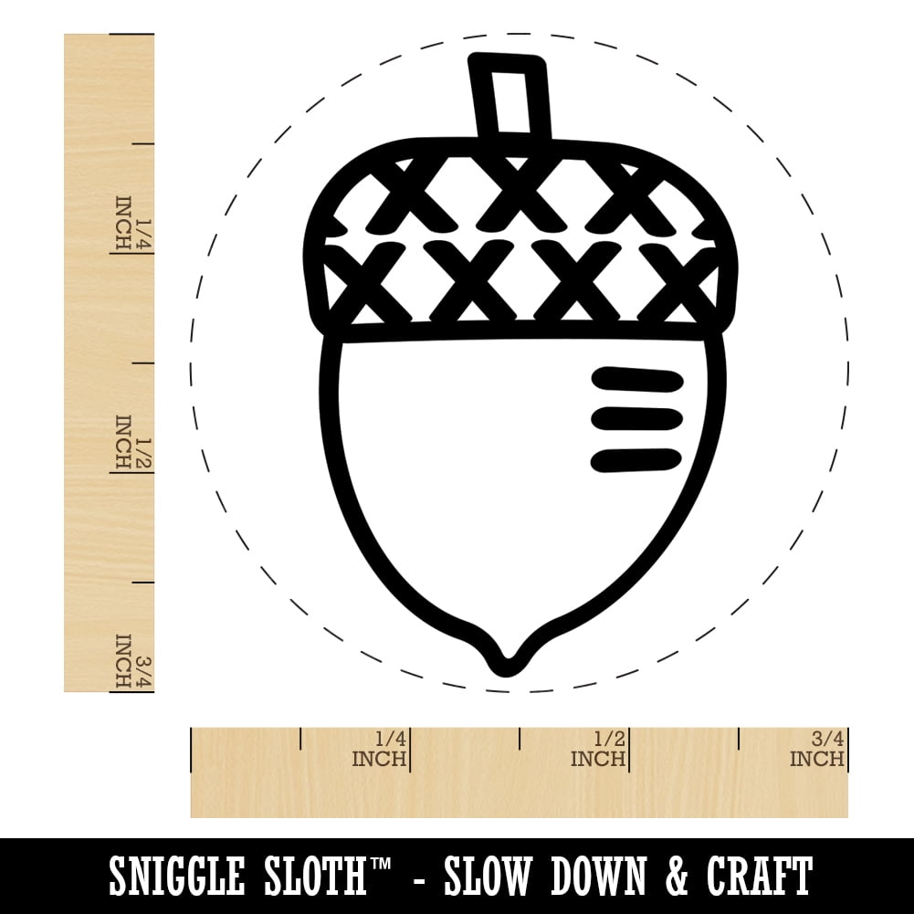 Acorn Doodle Self-Inking Rubber Stamp Ink Stamper - Fuchsia Ink - Small 3/4 Inch