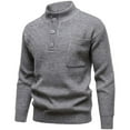 thumbnail image 3 of Chiccall Stand Collar Sweaters for Men Thickened Knit Quarter Button Long Sleeve Pullover Sweater with Pocket, 3 of 5