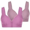 thumbnail image 2 of Aboser Front Closure Bras for Older Women 2 Pack Wireless Cami Bra Comfort Full Coverage Underwear Plus Size Sleep Bra, 2 of 9