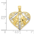 thumbnail image 3 of 10k Yellow Gold with Rhodium Solid Diamond-Cut Filigree Heart Charm Pendant, 3 of 7