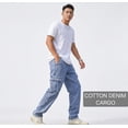 thumbnail image 2 of Men's&nbsp;Blue&nbsp;Cotton&nbsp;Denim&nbsp;Cargo&nbsp;Pants&nbsp;-&nbsp;Relaxed&nbsp;Fit&nbsp;Casual&nbsp;Streetwear&nbsp;Blue&nbsp;Utility&nbsp;Jeans&nbsp;with&nbsp;Multiple&nbsp;Pockets, 2 of 4
