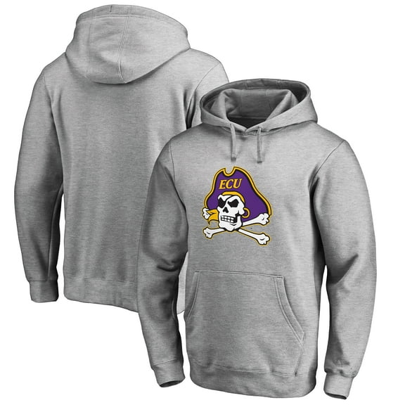 Men's Ash East Carolina Pirates Primary Team Logo Pullover Hoodie