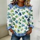 thumbnail image 1 of TaTaai Soft Comfy Womens Long Sleeve Shirt St Patrick Print Patchwork Round Neck Solid Color Casual Blouse Spring Daily Holiday Vacation Party Wear Gift, 1 of 5