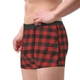 thumbnail image 2 of Sikiie Red Black Plaid Print Men's Boxer Briefs, Elastic Waistband Boxer Briefs Leggings-XX-Large, 2 of 5