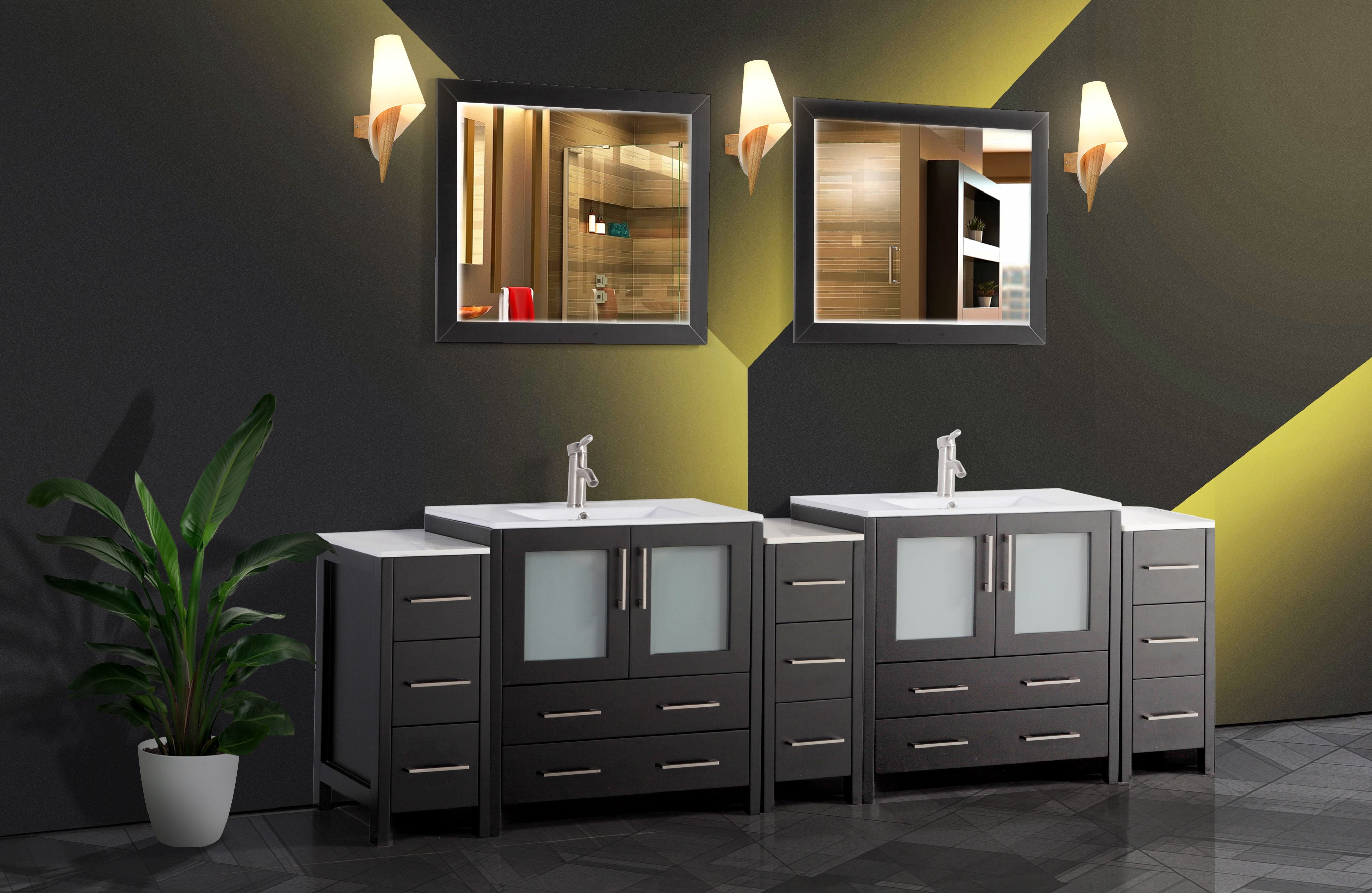 Vanity Art 96" Double Sink Bathroom Vanity Combo Set - Modern Bathroom